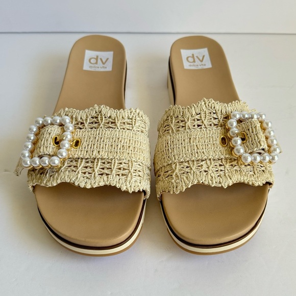 Dolce Vita Caster Sandals Pearl Beachy Coastal Slip On Shoes Platform Womens 8.5 - Picture 13 of 13